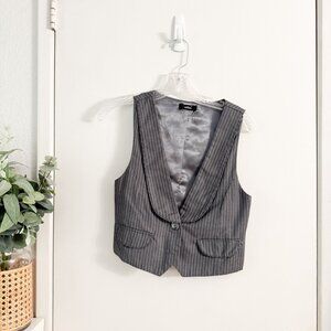 LF MILLAU Gray Pinstripe Vest Wool XS/S